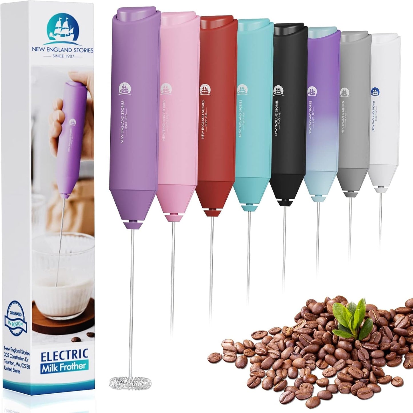 Powerful Milk Frother Wand - Mini Handheld Milk Frother with Stainless Steel Whisk - Battery-Powered Drink Mixer for Coffee, Lattes, Cappuccinos, Matcha - Coffee Enthusiasts Gift - Black