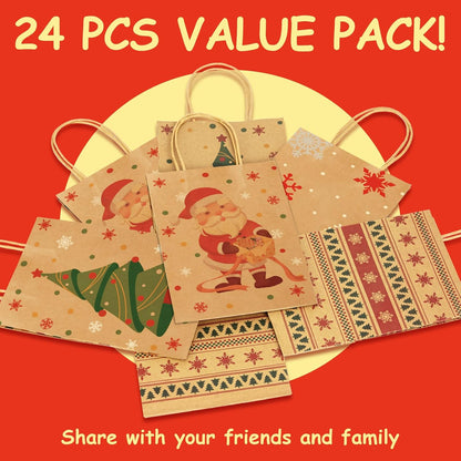 RACETOP 32 Pack Small Paper Gift Bags with Handles, 5.8"×3.2"×8.25" Kraft Paper Party Favor Bags Bulk for Kids Birthday, Baby Shower, Crafts, Wedding, Party Supplies (8 Colors)