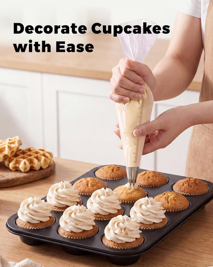 Bake Choice 18 Inch Piping Bags, 100PCS Thickened Disposable Pastry Bags, Large Capacity, Anti Burst Icing Bags for Cream Frosting, Non-slip Frosting Bags, Cake & Cookie Decorating Supplies