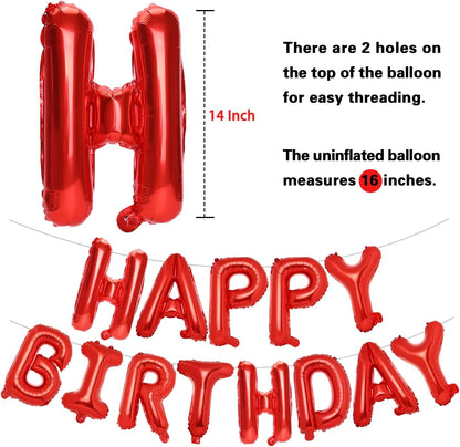 PIGETALE Happy Birthday Banner, 16 Inch Mylar Foil Letters Sign Bunting Happy Birthday Balloon Letters Balloons Reusable Ecofriendly Material for Girls Boys Kids Women Men (Hot Pink)