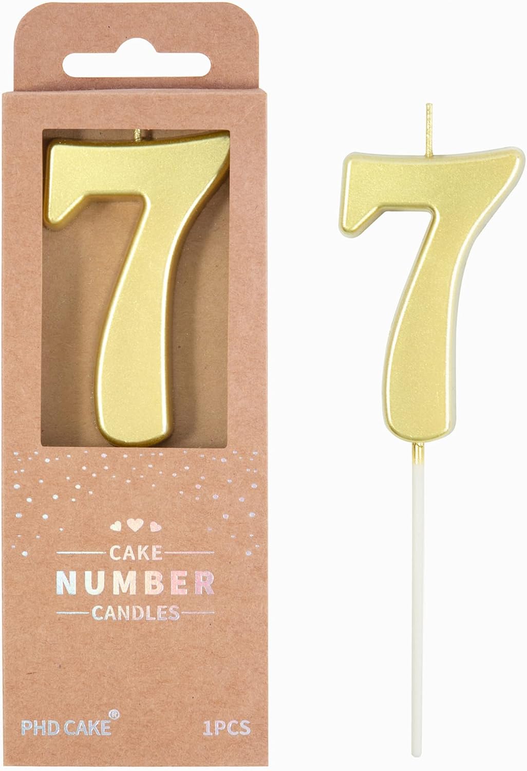 PHD CAKE 2.76 Inch Modern Gold 2 Number Birthday Candles, Gold Number Candles, Cake Number Candles, Party Celebration