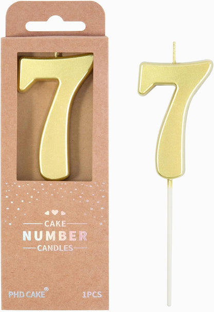 PHD CAKE 2.76 Inch Modern Gold 2 Number Birthday Candles, Gold Number Candles, Cake Number Candles, Party Celebration