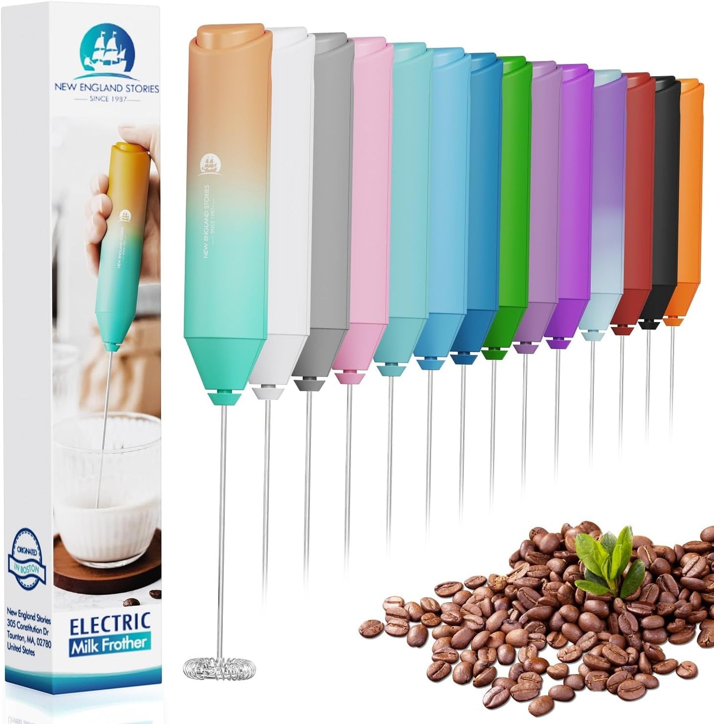 Powerful Milk Frother Wand - Mini Handheld Milk Frother with Stainless Steel Whisk - Battery-Powered Drink Mixer for Coffee, Lattes, Cappuccinos, Matcha - Coffee Enthusiasts Gift - Black