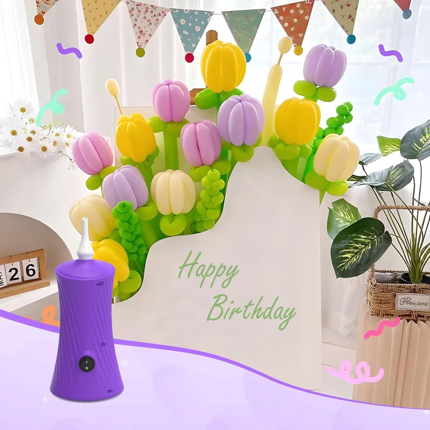 206 Balloon Pump Electric Air Pump for Long Balloon Inflator Blower for Foil Twisty Animal Balloons for Birthday Party Celebration Balloons Decorations
