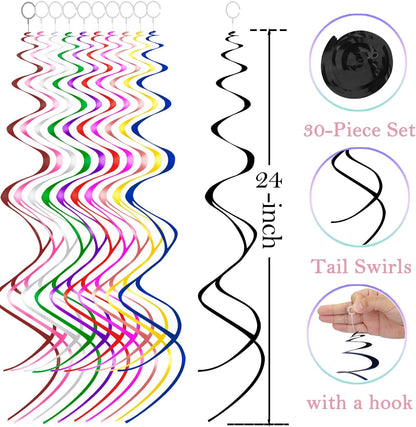 Blue Hanging Swirls Party Decorations 30 pcs Ceiling Swirl Foil Decoration for Baby Shower, Birthday Party