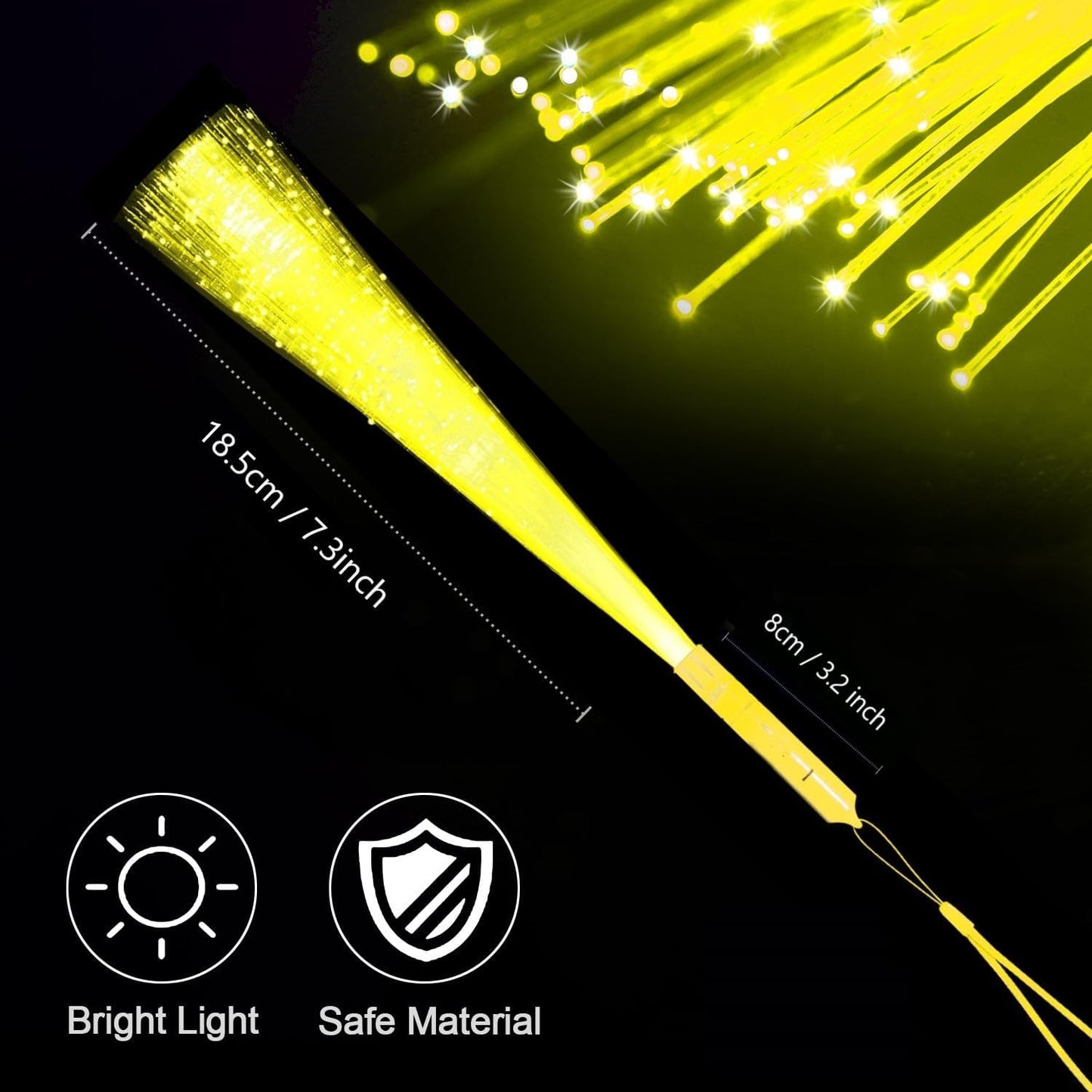24 Pack Red Glow Fiber Optic Wands Bulk Huge Light up Wand Glow Sticks 14.2 Inch with 3 Light Modes for Christmas Valentine's Day 4th of July Concerts Clubs