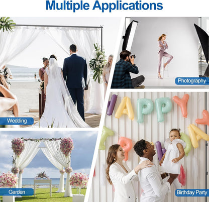 Backdrop Stand, 6.5ft Height 9ft Width Adjustable Photography Background Support Poles with Heavy Duty Flat Base, Photo Metal Steel Pipe and Drape Frame Kit for Parties Birthday Wedding