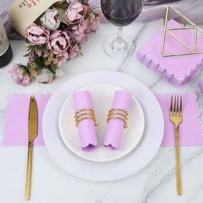 NatNarr 120 Pcs Cocktail Napkins Pink Mothers Day Paper Napkins Light Pink Dessert Beverage Napkin Cute Scalloped Party Napkin for Baby Bridal Shower, Birthday, 5 x 5 Inch