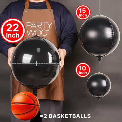 PartyWoo Metallic Gold Foil Balloons 20pcs Different Sizes Pack of 22 15 10 Inch Large Round Foil 4D Inflatable Mirror Ball Mylar Balloons for Graduation Birthday Baby Shower Party Decorations