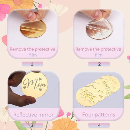 20pcs Gold Mirror Acrylic Happy Birthday Cupcake Toppers Round Engraved Cake Picks Happy Birthday Cake Toppers for DIY Birthday Gift Flower Bouquet Pastries Desserts Decor