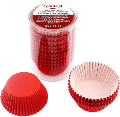 Standard Size Baking Cups Food-Grade Greaseproof Paper Cupcake Liners 200 Pcs (Natural)