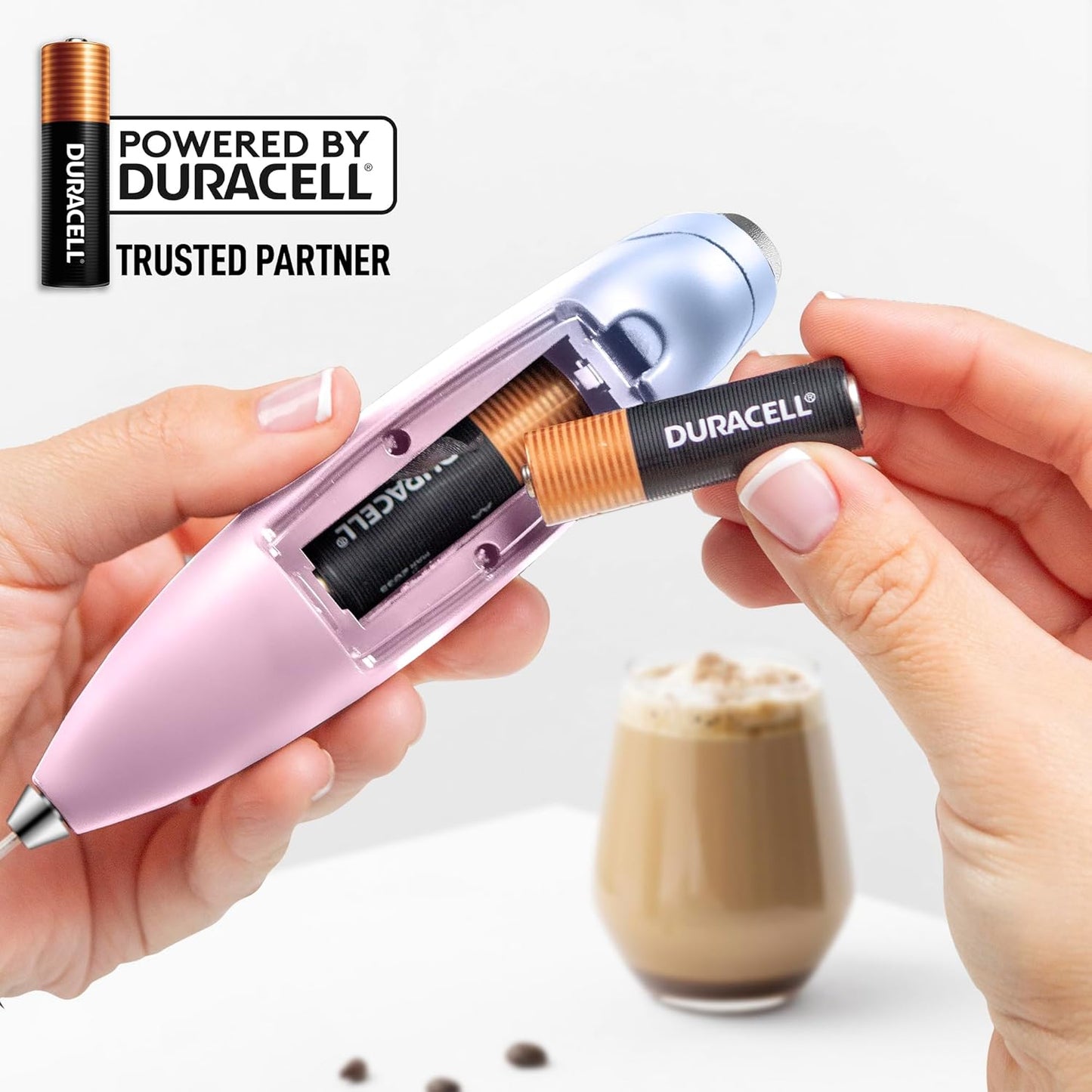 Zulay Kitchen Powerful Milk Frother Wand With Duracell Batteries - Ultra Fast Handheld Drink Mixer - Electric Whisk Foam Maker for Coffee, Lattes, Cappuccino & Matcha - Z1 Motor - Black - Colors A