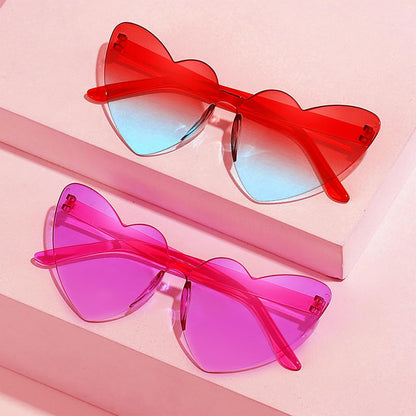 LIULIUBTY Heart Shaped Rimless Sunglasses 12Pack, Bachelor Party Cool Colorful Funky Sunglasses