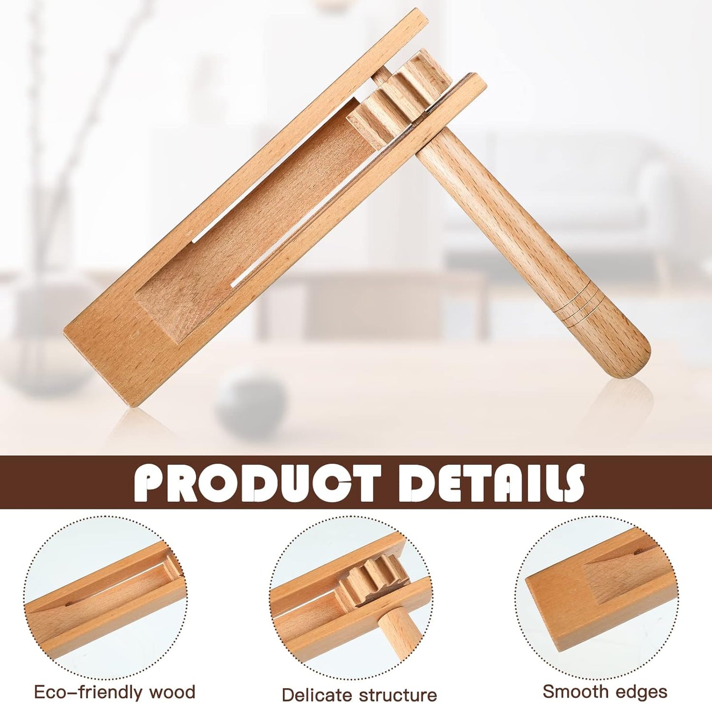 Nuanchu 10 Inch Cowbell Noise Makers for Sport Event Steel Cowbell with Handle and 2 Pcs Wooden Spinning Rattle Ratchet Matraca Cheer Bell Alarm for Football Game Musical Percussion Instruments(Brown)