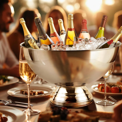 12L Premium Large Size Ice Bucket, Stainless Steel Champagne Bucket for Parties with Great Performance and Sleek Design