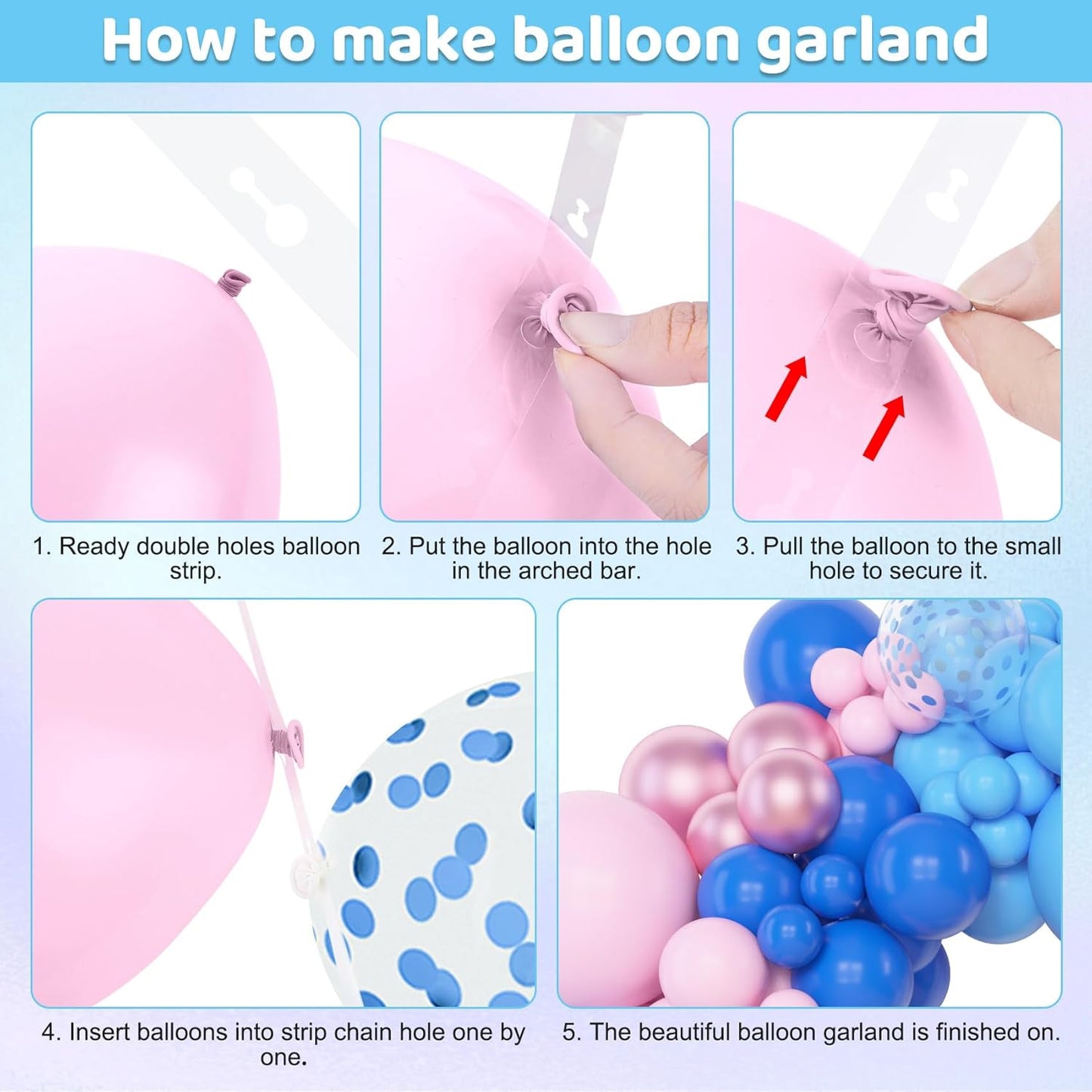 Amandir 153pcs Purple Blue Pink Balloon Garland Arch Kit, Different Sizes 18 12 10 5 inch Teal Yellow Latex Metallic Confetti Balloons for Magic Birthday Engagement Party Decoration