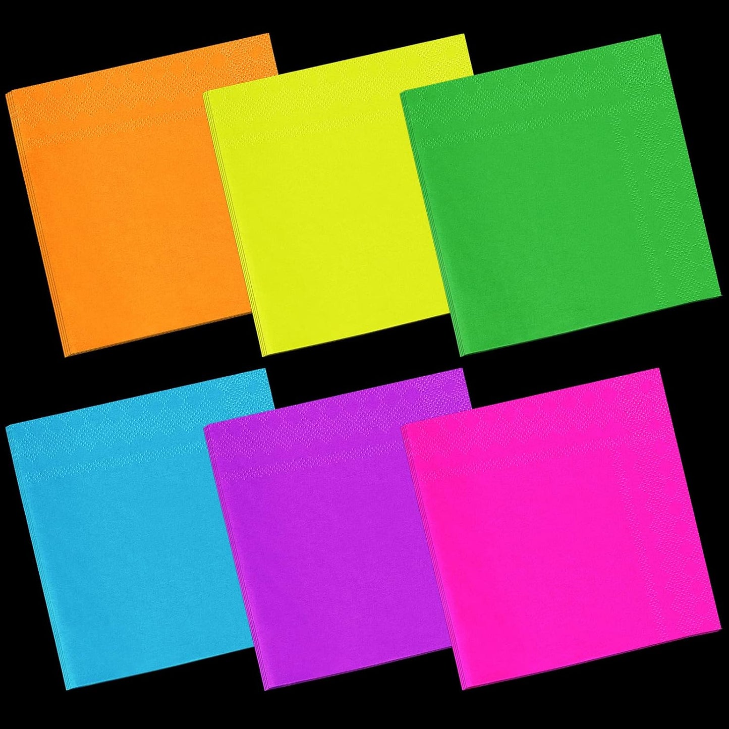 Resinta 120 Pieces Cocktail Napkin Neon Napkins Beverage Luncheon Paper Napkins 2 Ply for Party Favors, 6 Colors