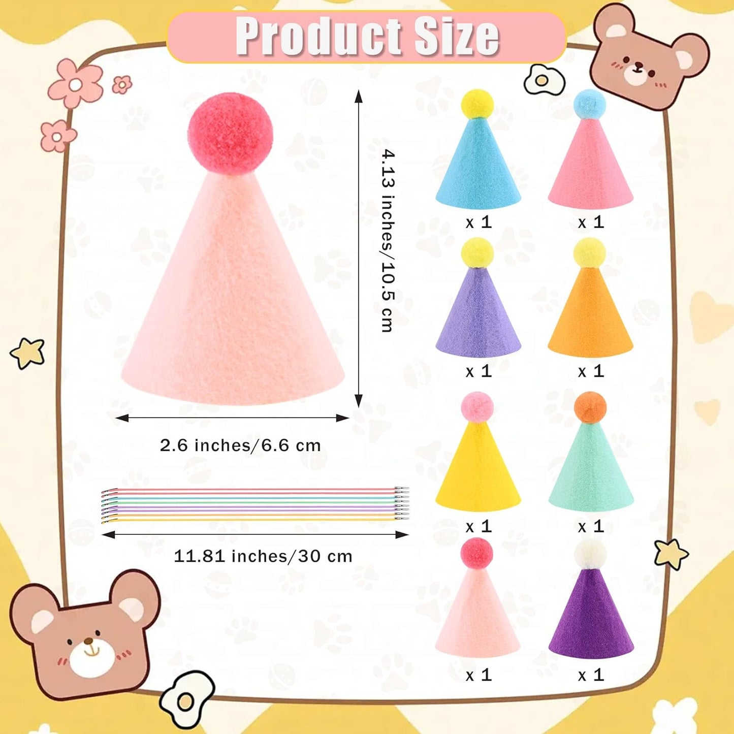 CANREVEL Mini Party Hats for Stuffed Animals Headwear, Birthday Hats Party Animal Birthday Decorations Supplies for Dog Cat