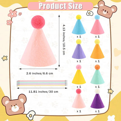 CANREVEL Mini Party Hats for Stuffed Animals Headwear, Birthday Hats Party Animal Birthday Decorations Supplies for Dog Cat