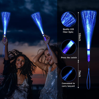 30 Pack Blue Fiber Optic Wands Glow Fiber Wands Bulk LED Light Up Wands with 3 Flashing Modes LED Flashing Sticks for July 4th Halloween Christmas Wedding Birthday Carnival Bachelor Party