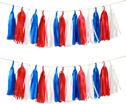 Tassel Garland Tissue Paper Tassel Banner,Tassels Party Decorations for Wedding,Birthday,Bridal/Baby Shower,Pack of 15 (Burgundy/Black/Silver)