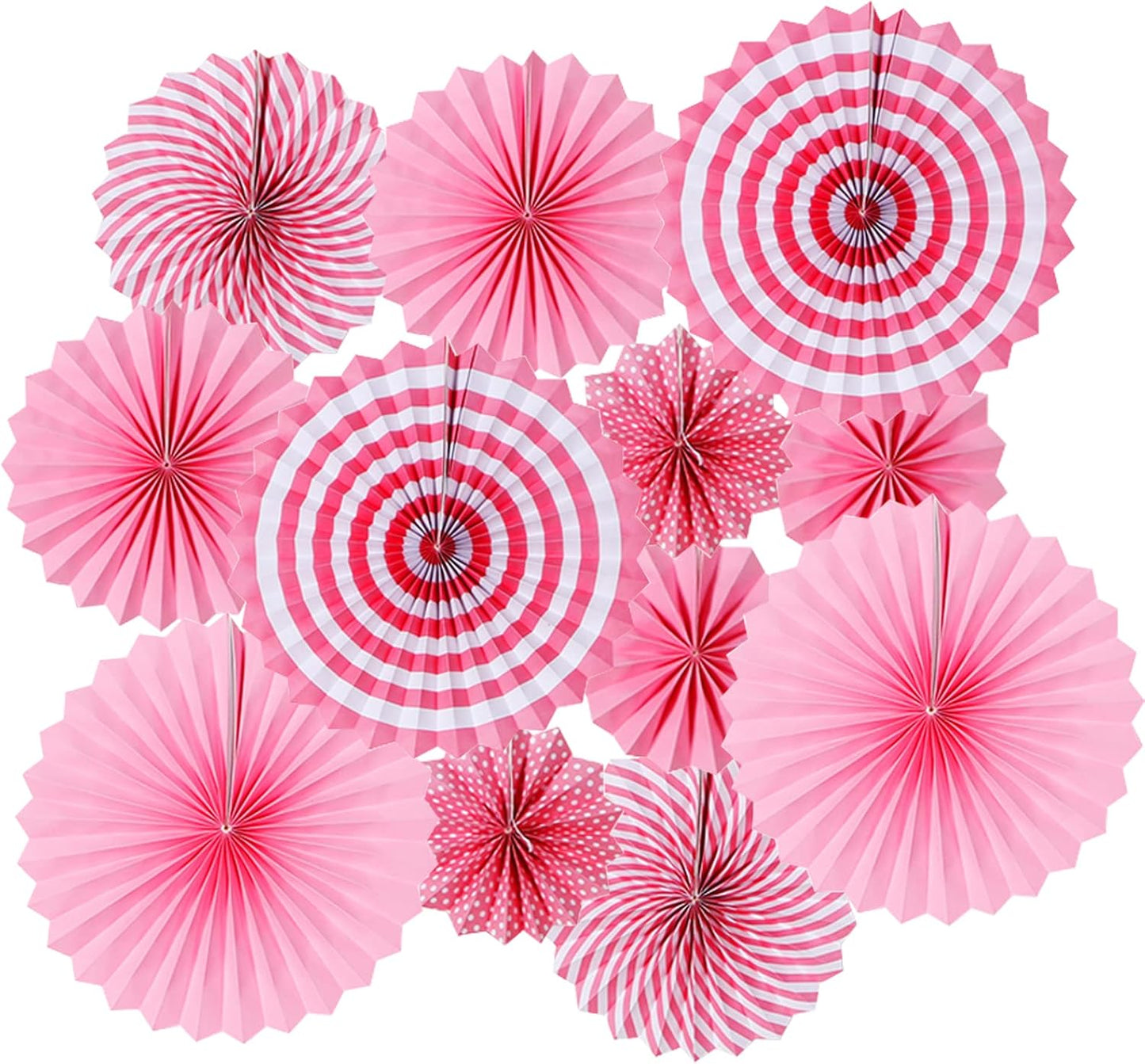 LRCXL 12PCS Party Hanging Paper Fans Set, Fiesta Round Pattern Paper Garlands Decoration Party Supplies for New Year Baby Shower Birthday Wedding Graduation Events Accessories(Yellow)