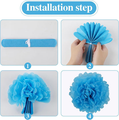 BestoFun 16 PCS Sage Green Party Decorations Tissue Paper Flowers Christmas Party Decors Hanging Pom Poms Decorations for Xmas New Year Winter Holiday Decorations