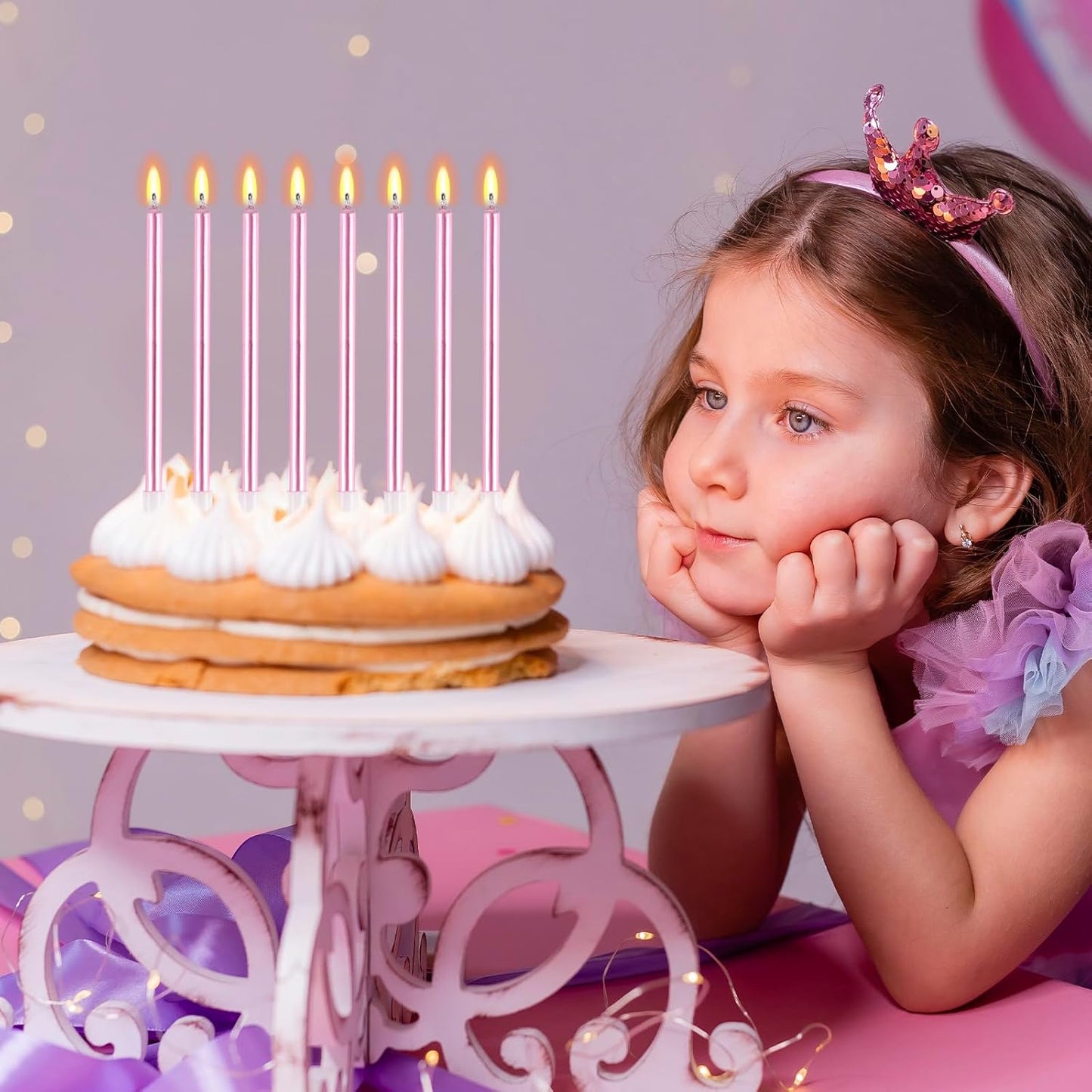 BEAN LIEVE 30-Count Champagne Gold Long Thin Metallic Birthday Candles, Cake Candles, Birthday Parties, Wedding Decorations, Party Candles, Cake Decorations