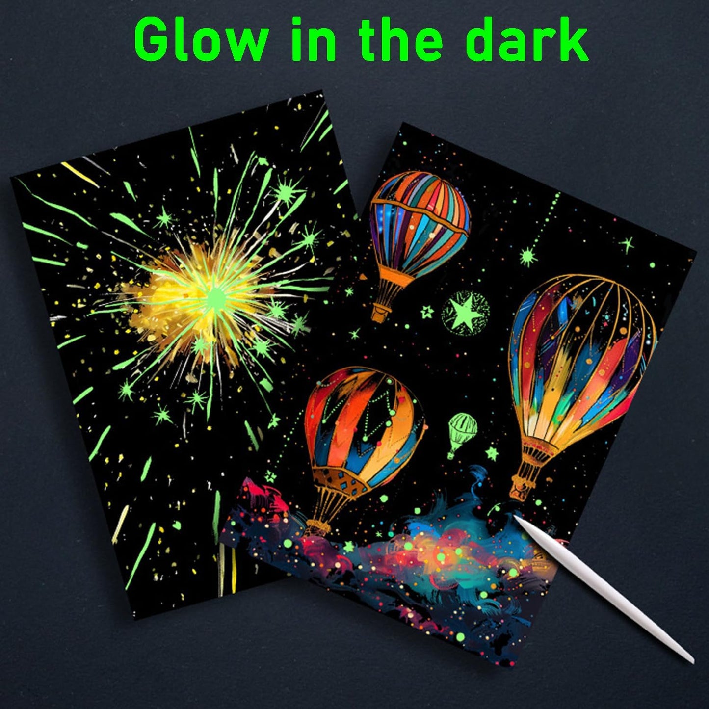 Georgie Porgy Scratch Paper Art Set for Kids Adults Magic Rainbow Scratchboards for DIY Arts and Crafts Kits Christmas Birthday Gift with Scratching Tools Kit (A4-Noctilucent Whale + Sea World)