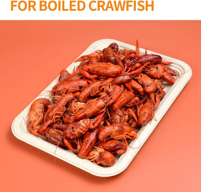 Celel 50 Pack 14 inch Disposable Crawfish Trays, PFAS-Free Large Paper Plates 14 inch Food Trays for Seafood Boil, BBQ, Dessert, Seafood Boil Party Supplies