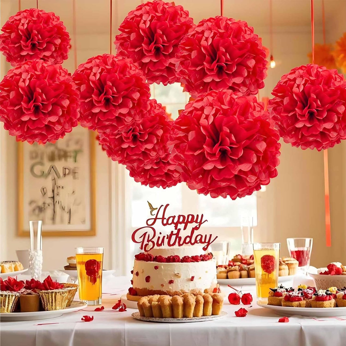 Sage Green Tissue Paper Pom Poms Flowers Balls 12 Pcs are Perfect for Party Celebrations or Any Green-Themed Event Decoration