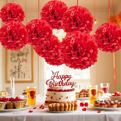 Sage Green Tissue Paper Pom Poms Flowers Balls 12 Pcs are Perfect for Party Celebrations or Any Green-Themed Event Decoration