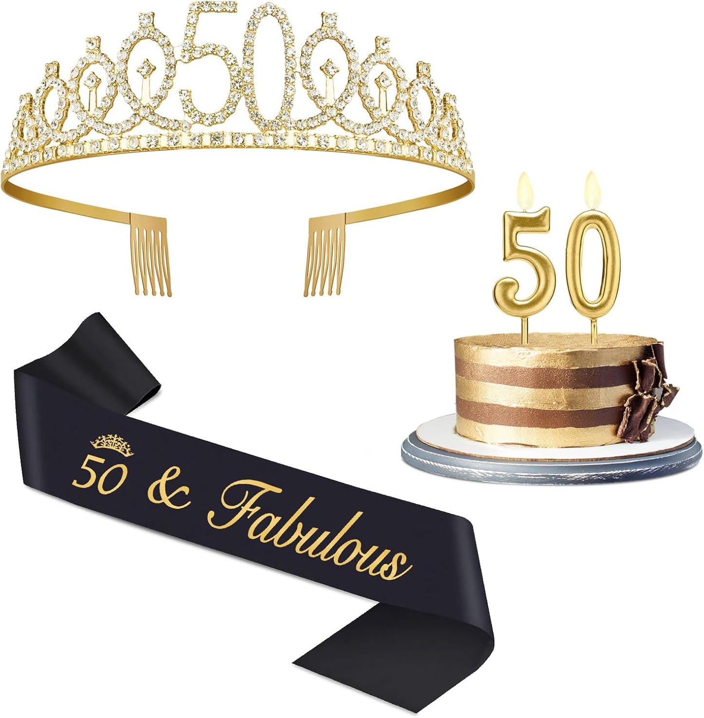 21st Birthday Decorations for Her with 21st Birthday Sash and Crown, Candles Gold, Gifts for 21 Year Old Girls