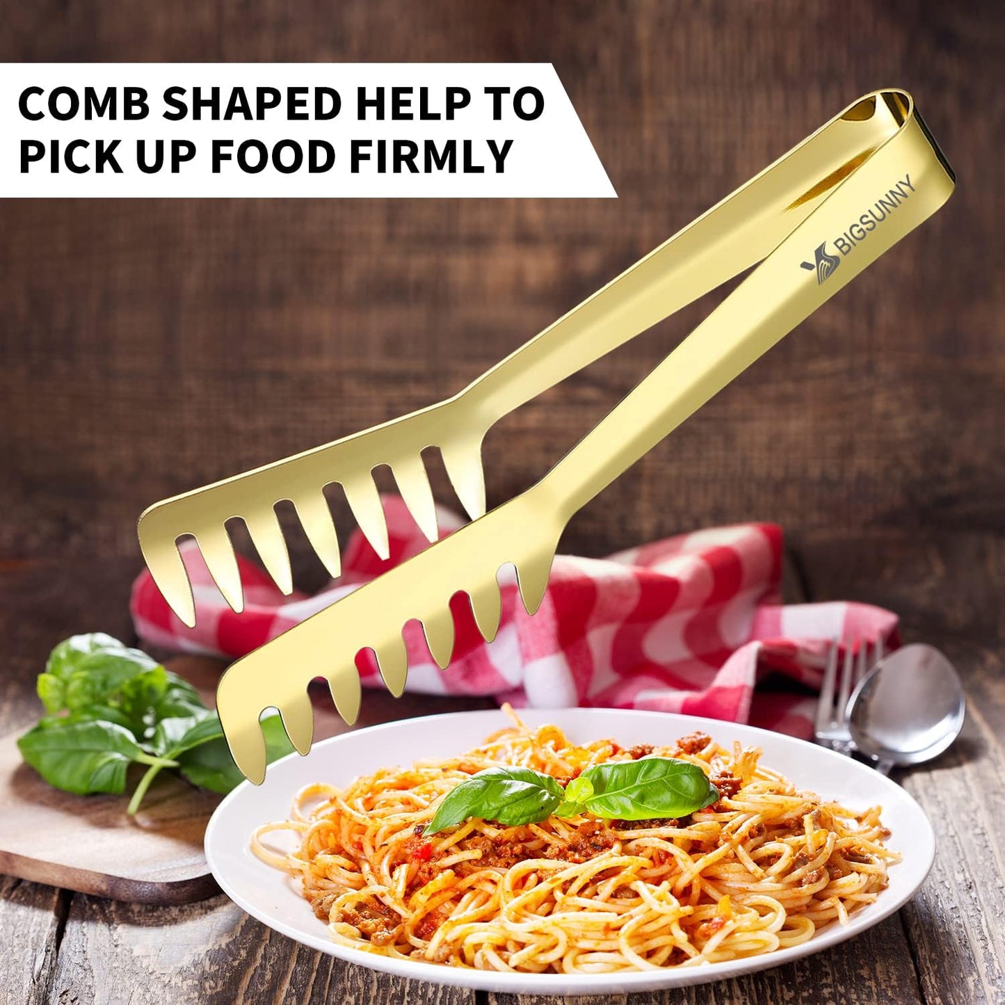 MSY BIGSUNNY 2 Pack Pasta Tong, Stainless Steel Food Tong Serving Tong, Spaghetti Tong
