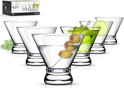 LUNA & MANTHA Martini Glasses, Martini Cocktail Glasses for Margarita, Manhattan, Cosmopolitan, Espresso, Home Bar, Evening Parties, Birthdays, Housewarming Gift,8oz-Stemless Set of 4