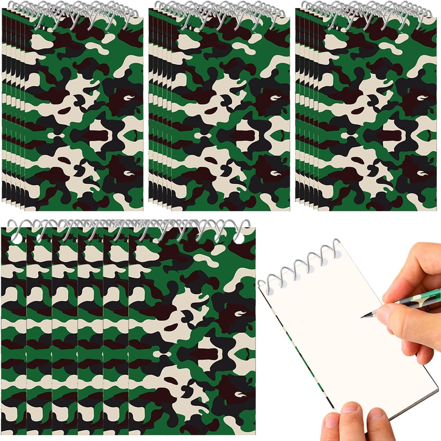 24 Packs Camouflage Mini Spiral Notebooks Military Pocket Notepads Journal Memo Pads for Army Birthday Party Favors Gifts Goodie Bag Office School Classroom Rewards