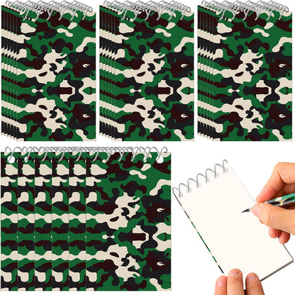 24 Packs Camouflage Mini Spiral Notebooks Military Pocket Notepads Journal Memo Pads for Army Birthday Party Favors Gifts Goodie Bag Office School Classroom Rewards