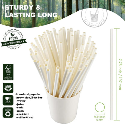Black Paper Straws 1000 Count - 7.75" x 0.24", 100% Biodegradable & Compostable, Disposable Drinking Straws Bulk - Cocktail, Bars, Restaurants