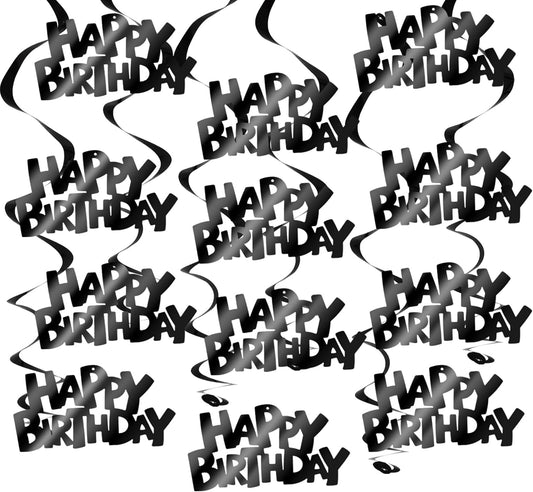 BEISHIDA 12 Pcs Pre-Strung Happy Birthday Hanging Swirl Decorations, Colorful Birthday Party Hanging Decor Supplies for Kids Adults