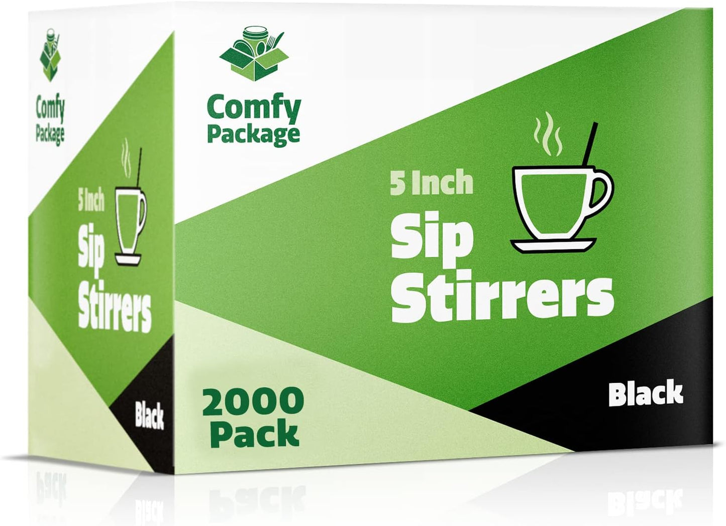 Comfy Package [2000 Count] 5 Inch Coffee Stirrers, Cocktail Straws - Disposable Plastic Sip Stir Sticks - Black