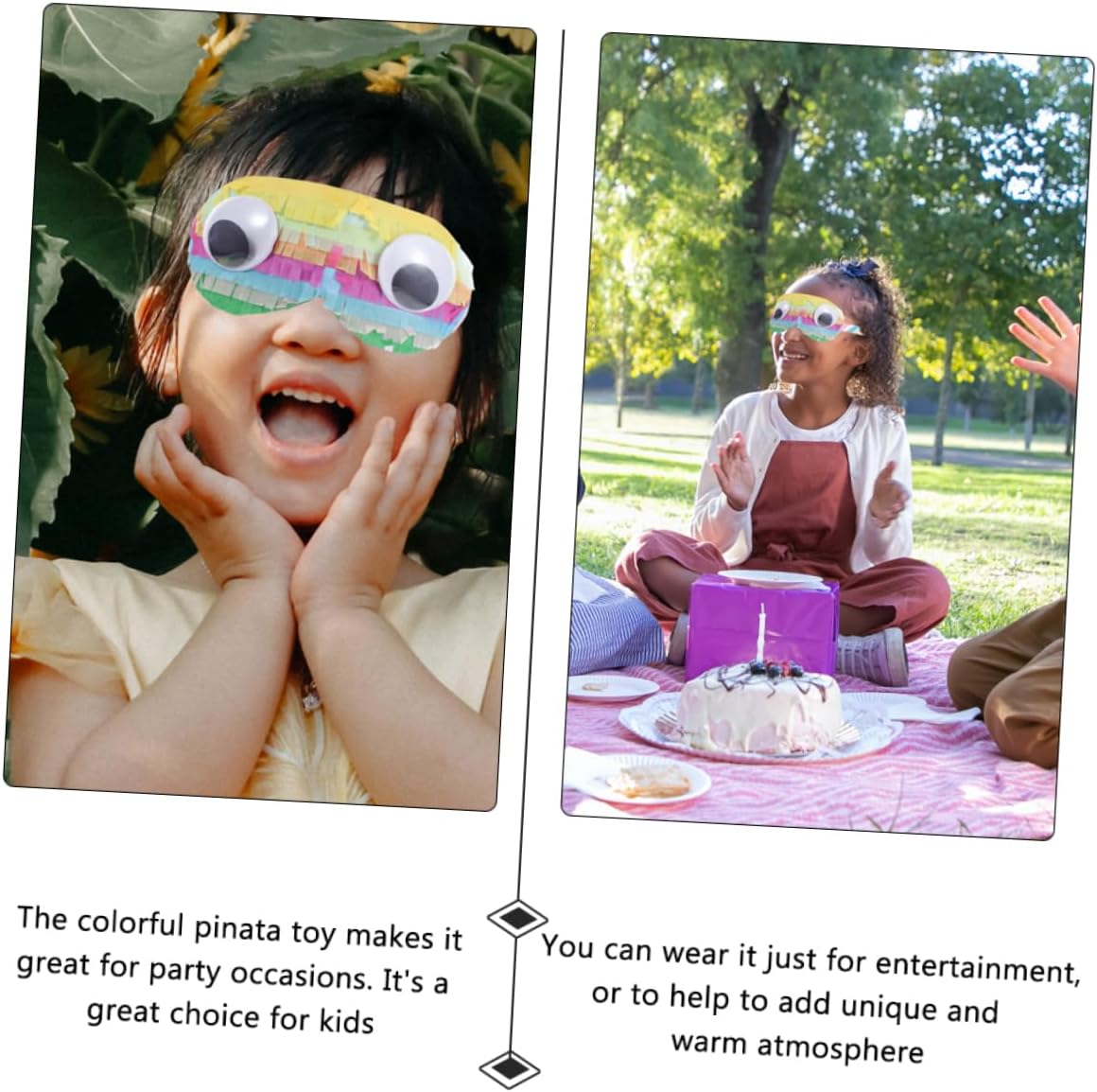 Totority 2pcs Pinata Eye Masks for Boys and Girls Birthday Party Fun Decorative Cosplay Masks Party Props for Celebrations and Gatherings