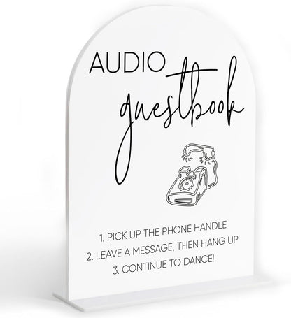 Audio Guest Book Sign, White Arch Acrylic Wedding Sign, Audio Guest Book Wedding Phone, Bridal Shower Decor, Engagement Party Decor, Centerpiece Table Decorations Party for Bride and Groom-14