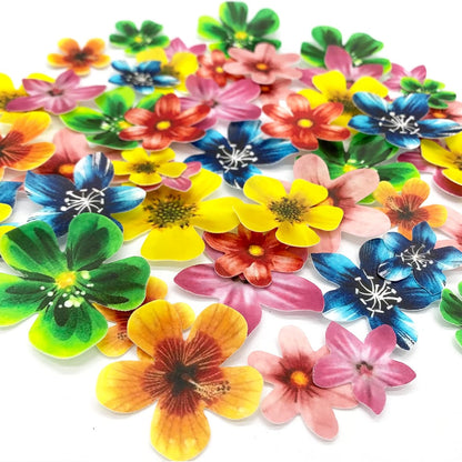 Weraru 58Pcs Edible Butterfly and Flowers Cake Topper Cupcake Toppers Wedding Themed Party Birthday Cake Decoration Mixed Size & Colour