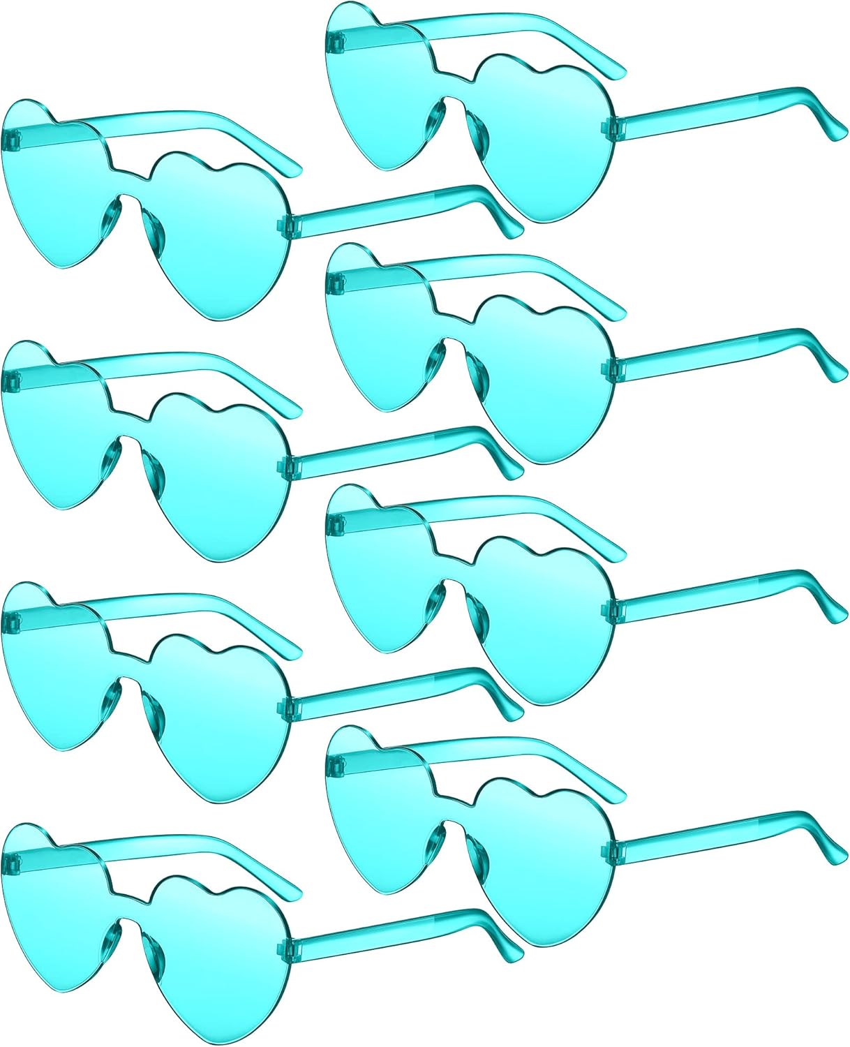 Frienda 8 Pairs Heart Shaped Sunglasses for Women Rimless Heart Glasses Candy Color Sunglasses for Party Favor