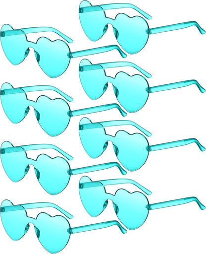 Frienda 8 Pairs Heart Shaped Sunglasses for Women Rimless Heart Glasses Candy Color Sunglasses for Party Favor