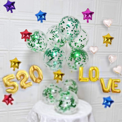 Party Balloons 12inch 50 Pcs Latex Confetti Balloons Birthday Balloons Party Decoration Wedding Baby Shower Christmas Party-Confetti Silver