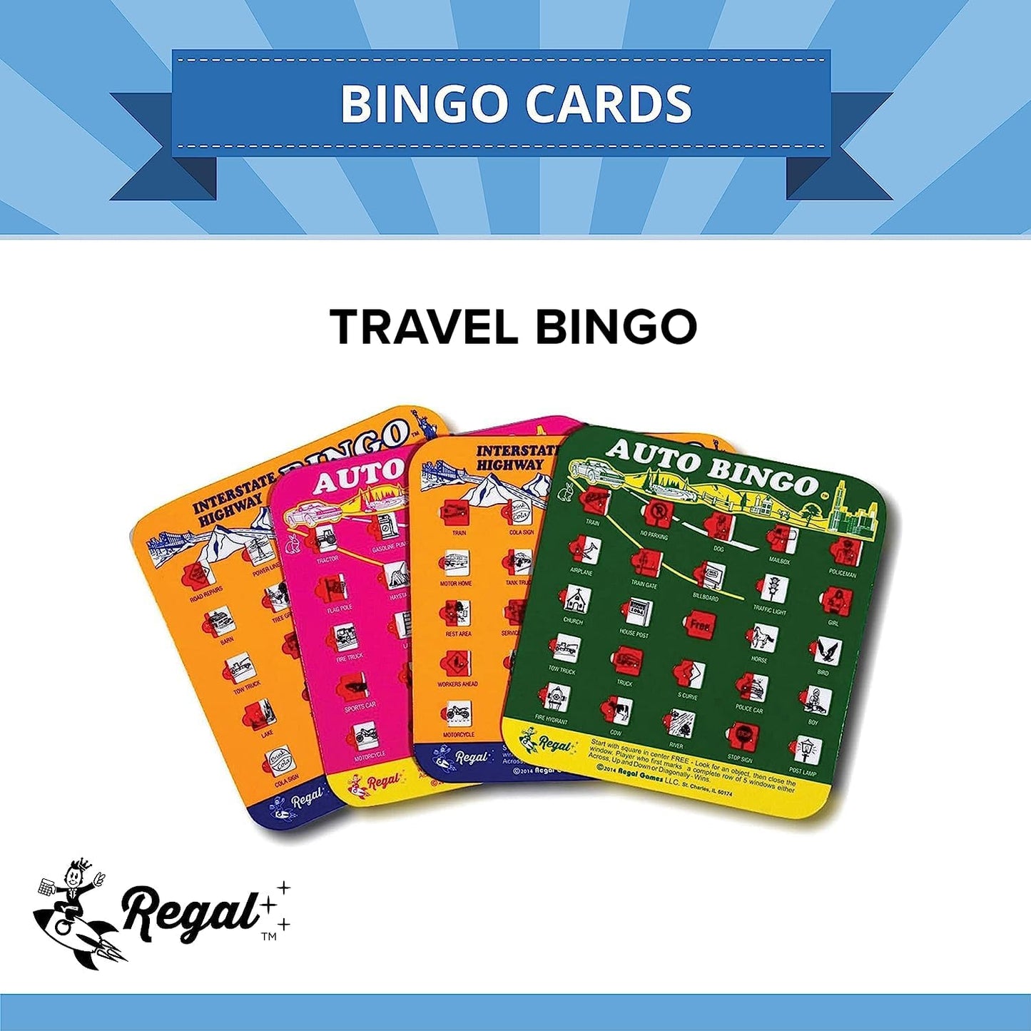 Regal Games Finger-Tip Shutter Bingo Cards with Sliding Windows - Auto Bingo Game Set - Assorted Travel Game for Adults & Kids - Reusable, No Chips & Daubers Needed - 4 Packs - Green