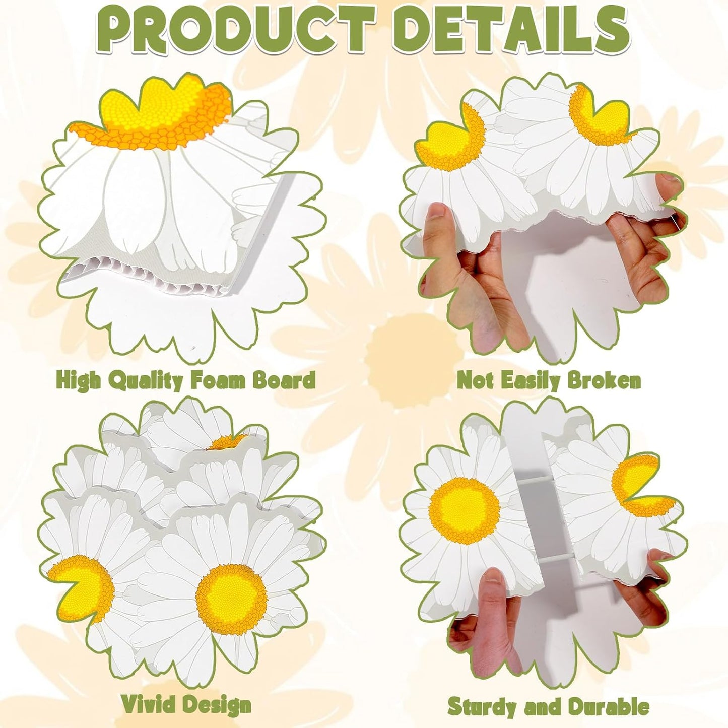 Spring Daisy Photo Booth Props Daisy Birthday Party Decorations 26 Inch Large Flower Selfie Frame Spring Floral Photo Booth Frame Summer Selfie Props Accessories for Birthday Baby Shower Party Supplie