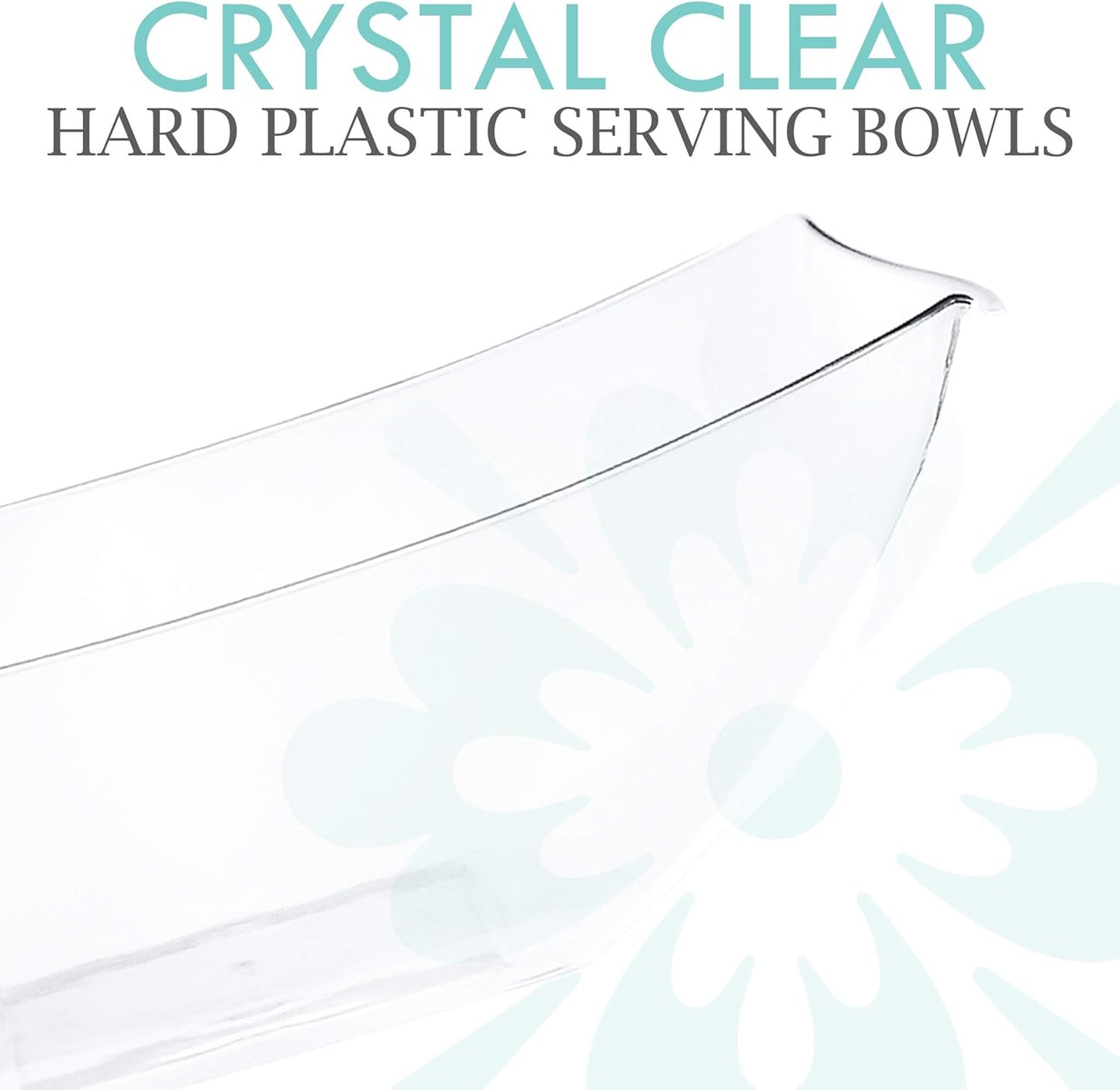 PLASTICPRO Disposable 64 ounce Square Serving Bowls, Party Snack or Salad Bowl, Large Plastic Elegant White Pack of 4