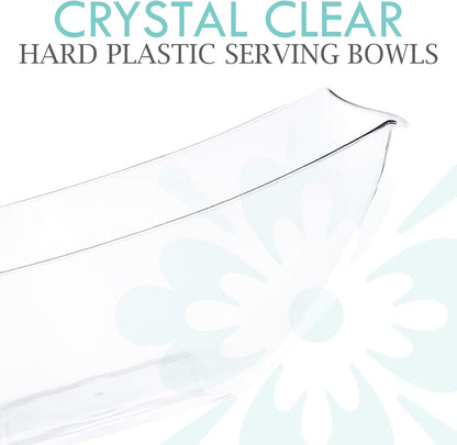 PLASTICPRO Disposable 64 ounce Square Serving Bowls, Party Snack or Salad Bowl, Large Plastic Elegant White Pack of 4
